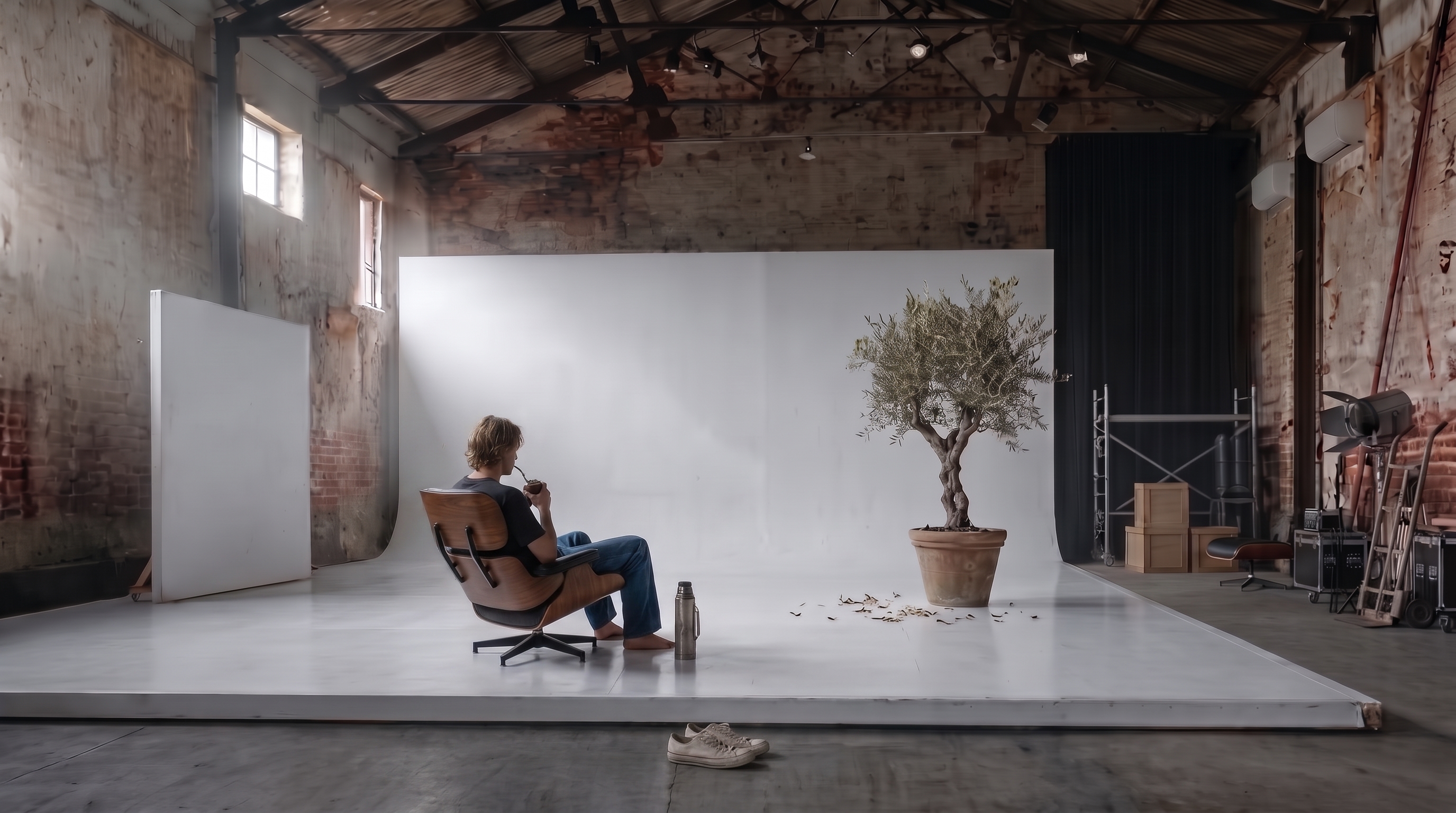 The PLINTH warehouse and white platform