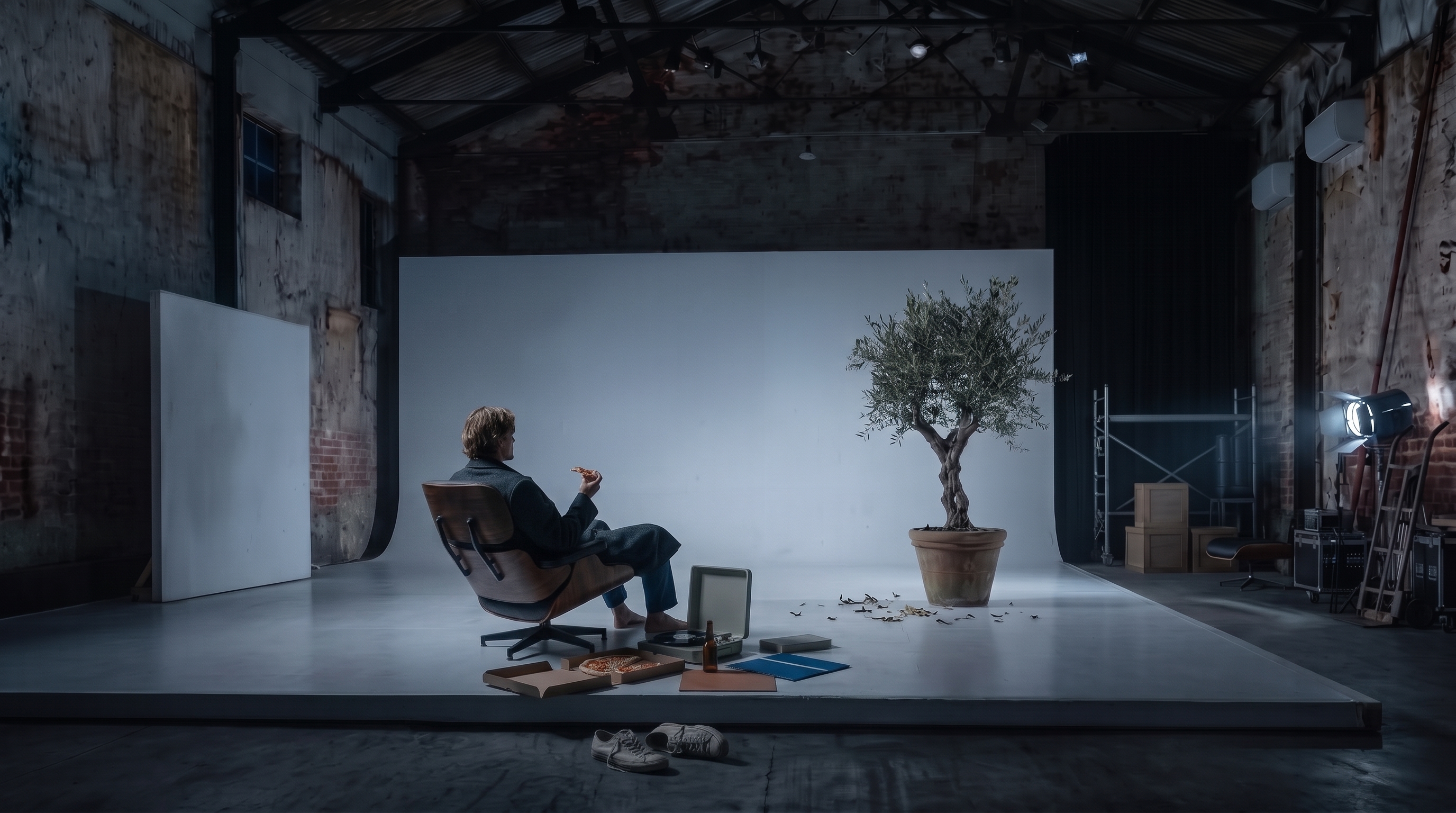 The PLINTH warehouse and white platform